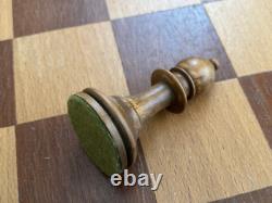 Vintage Wooden Chess Set with Nice Patina, Board and Box