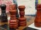 Vintage Wooden Leather Chess Set With Unusual Design Wooden Box No Board