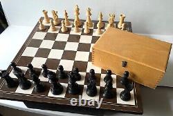 Vintage/ antique LARDY Staunton wooden chess set box France king 3.75 boxwood