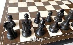 Vintage/ antique LARDY Staunton wooden chess set box France king 3.75 boxwood