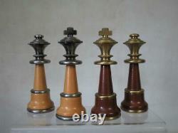 Vintage-modern Huge Italfama Chess Set Wood And Brass K 5 + Chess Board & Box