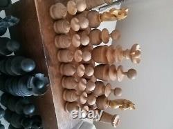 Vintage wooden chess set club box