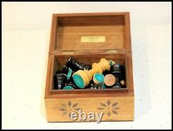 Vintage wooden chess set in wooden box Staunton pattern King 95mm VGC