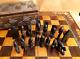 Vtg African Chess 1/2 Set Ebony Only Hand-carved Primitive Wooden Box Tribal Lot