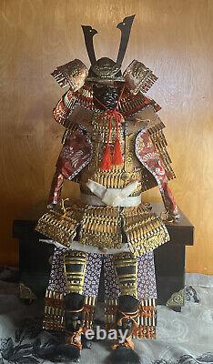 Vtg Complete Set Japanese Samurai Yoroi Armour Warrior Display Set Wooden Box