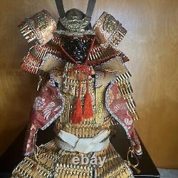 Vtg Complete Set Japanese Samurai Yoroi Armour Warrior Display Set Wooden Box