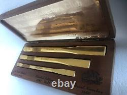 Vtg mac tools gold plated ltd edition 3 chisel set wooden box 1997 serial 3460