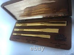 Vtg mac tools gold plated ltd edition 3 chisel set wooden box 1997 serial 3460