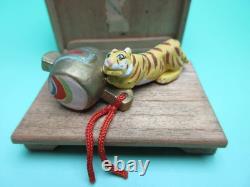 W404 Bean Doll Tiger Miniature Figurine Wooden Box Set of 3 B Inspection Loca
