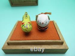 W404 Bean Doll Tiger Miniature Figurine Wooden Box Set of 3 B Inspection Loca