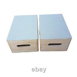 WOODEN BOX/TRUNK, SET OF 6, 30x20x13.5 CM, WHIT HENDLES, UNPAINTED