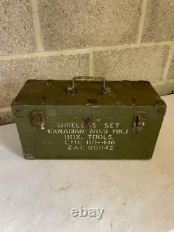 WW2 Army Wooden Storage Box WIRELESS SET CANADIAN NO. 9 MK1 BOX. TOOLS MILITARIA