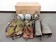 Ww2 Ii Japanese Military Soldier's Bag, Canteen, Knee Guard, Wooden Box Set-c1002