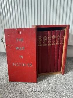 WWII The War in Pictures Odhams Full Set of 6 Books Wooden box case World War 2