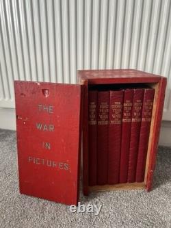 WWII The War in Pictures Odhams Full Set of 6 Books Wooden box case World War 2