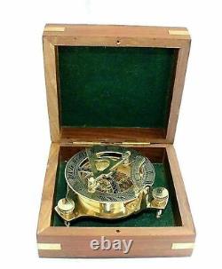 West London Marine Compass 3'' Brass Sundial Compass with Wooden box Set of 100