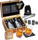 Whisky Gift Set- Whisky Glass Set Of 2, Stones, Coasters & Wooden Box Birthday