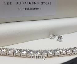 White gold finish bracelet & earrings set comes in luxury wooden box