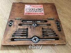 Whitworth Tap And Die Set In Wooden Box By Triangles 1/8 3/8 BSW