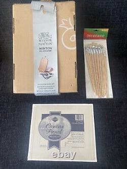 Winsor and Newton Winton oil colours Easel set- Wooden Box + Extras NEW RARE