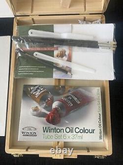 Winsor and Newton Winton oil colours Easel set- Wooden Box + Extras NEW RARE