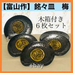 With Wooden Box By Toyama Plum Inscription Plate Saucer Serving Dish Set Of