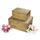 Wood Box Handcrafted Embossed Painted Jewelry Storage Decorative Box Set Of 2