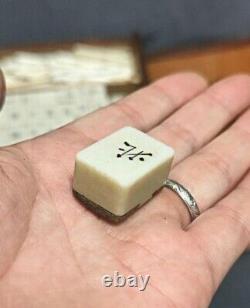 Wooden Box Mahjong Tile Set Bamboo Antique