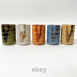 Wooden Box Teacup Piece Set Pottery Color Colorful Green White Red Yellow