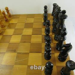 Wooden Chess Game Set Large 30 Wood Board Folding Storage Box Carved Pieces