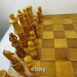 Wooden Chess Game Set Large 30 Wood Board Folding Storage Box Carved Pieces