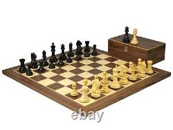 Wooden Chess Set Walnut Board 20 Weighted Ebonised Staunton Fierce Knight Piece