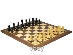 Wooden Chess Set Walnut Board 20 Weighted Ebonised Staunton Fierce Knight Piece