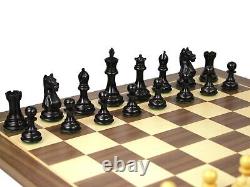 Wooden Chess Set Walnut Board 20 Weighted Ebonised Staunton Fierce Knight Piece