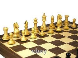 Wooden Chess Set Walnut Board 20 Weighted Ebonised Staunton Fierce Knight Piece