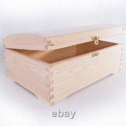 Wooden Chest Storage Box With Lid and Clasp/ Plain Pinewood Keepsake Trunk