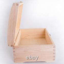 Wooden Chest Storage Box With Lid and Clasp/ Plain Pinewood Keepsake Trunk