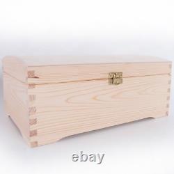 Wooden Chest Storage Box With Lid and Clasp/ Plain Pinewood Keepsake Trunk