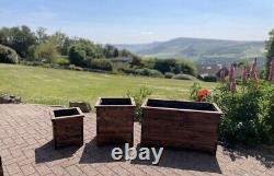 Wooden Garden Box Planters (Set of 2) Gardening Flowers Growing