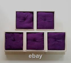Wooden Japanese Tsuba Box Collection Case & Cushion purple Set of 5