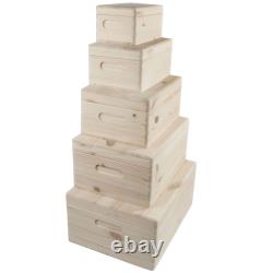 Wooden Lidded Decorative Memory Storage Chest Boxes / 5 Sizes / Small to Large