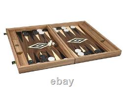 Wooden Manopoulos Backgammon Set Antique Walnut- 23 Storage Racks Included