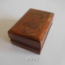 Wooden Marquetry Brass Handmade Art Deco Miniature Box Set France N3228