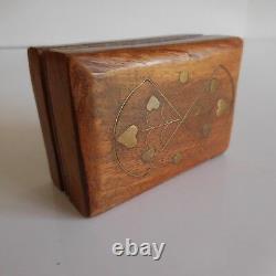 Wooden Marquetry Brass Handmade Art Deco Miniature Box Set France N3228