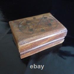 Wooden Marquetry Brass Handmade Art Deco Miniature Box Set France N3228