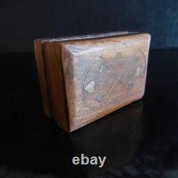 Wooden Marquetry Brass Handmade Art Deco Miniature Box Set France N3228