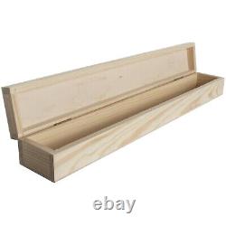 Wooden Memory Trinket Box / 47 cm Long / Plain Wood Candle Case Storage with Lid