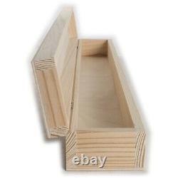 Wooden Memory Trinket Box / 47 cm Long / Plain Wood Candle Case Storage with Lid