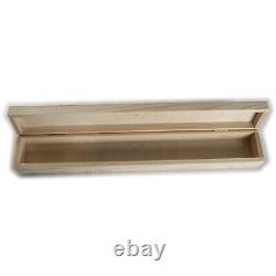 Wooden Memory Trinket Box / 47 cm Long / Plain Wood Candle Case Storage with Lid