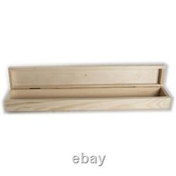 Wooden Memory Trinket Box / 47 cm Long / Plain Wood Candle Case Storage with Lid